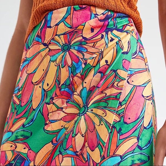 Farm Rio x Anthropologie Getaway XSP, XS, S Green Pink Floral Midi - Picture 4 of 6